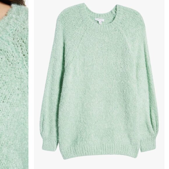 Topshop Boucle Oversize Sweater Mid Green - Picture 5 of 5